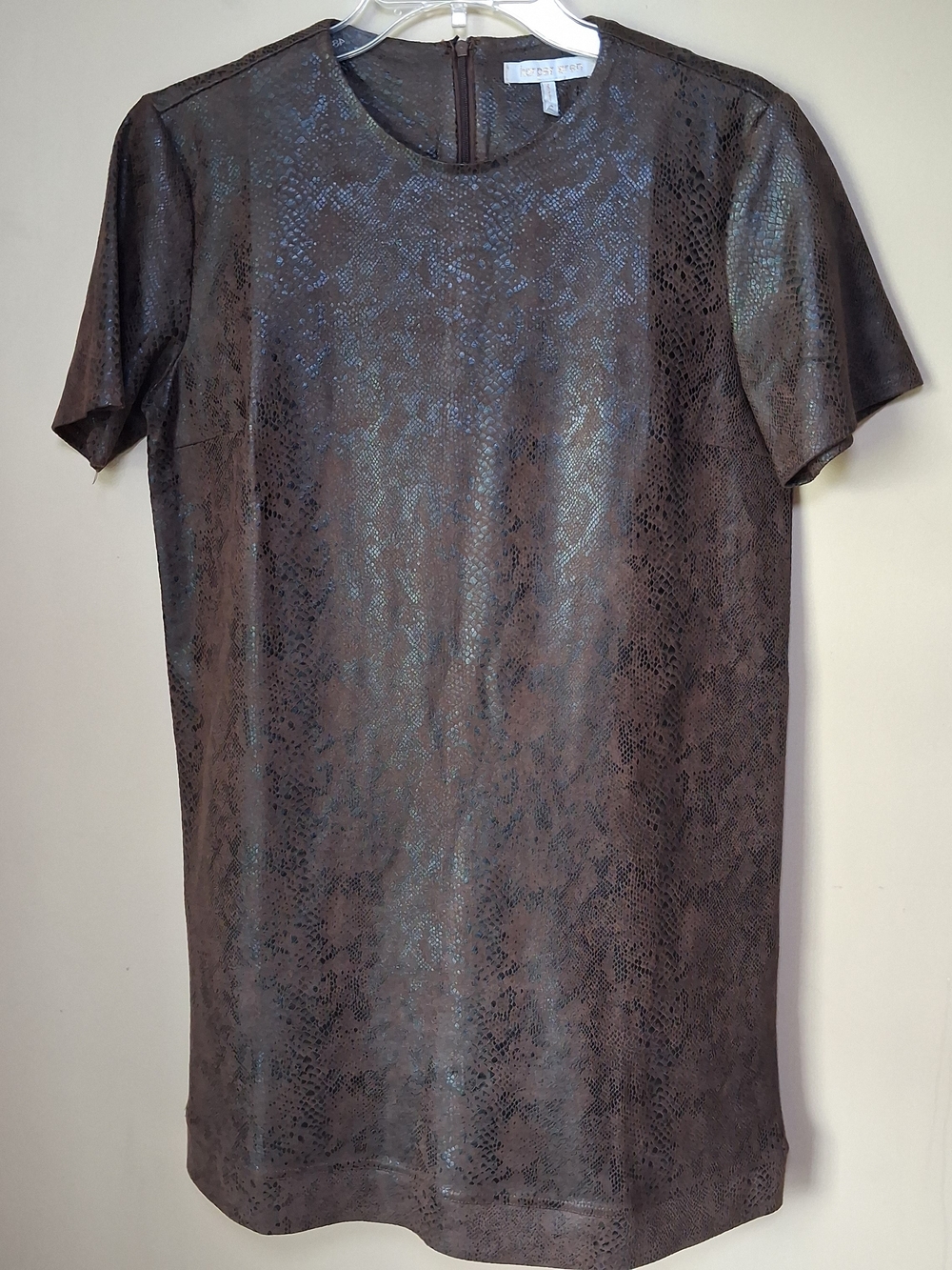 Harper Wren Brown Snakeskin Faux Leather Dress; Size S